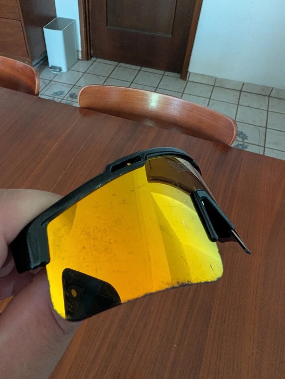 Los Reyes Prime Polarized Orange Wrap Sunglasses Pre Owned